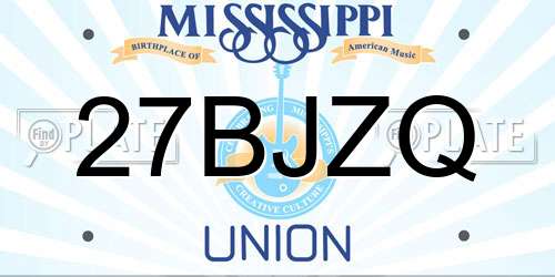 27BJZQ Mississippi License Plate