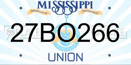 27BO266 Mississippi License Plate