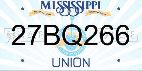 27BQ266 Mississippi License Plate