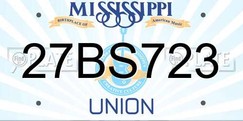 27BS723 Mississippi License Plate