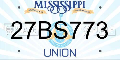 27BS773 Mississippi License Plate
