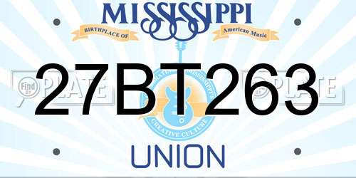 27BT263 Mississippi License Plate