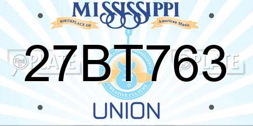 27BT763 Mississippi License Plate