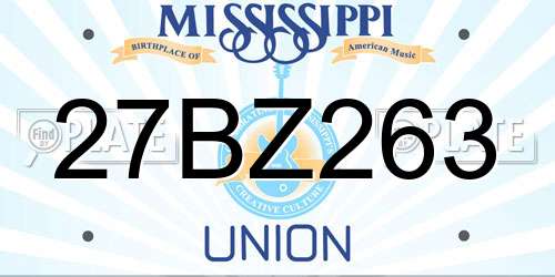 27BZ263 Mississippi License Plate