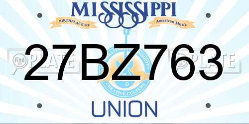 27BZ763 Mississippi License Plate