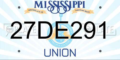 27DE291 Mississippi License Plate
