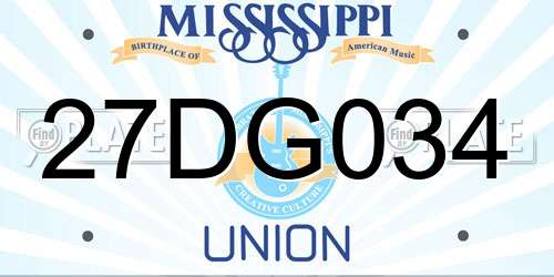 27DG034 Mississippi License Plate