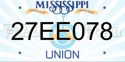 27EE078 Mississippi License Plate