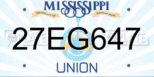27EG647 Mississippi License Plate