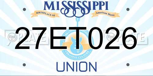 27ET026 Mississippi License Plate