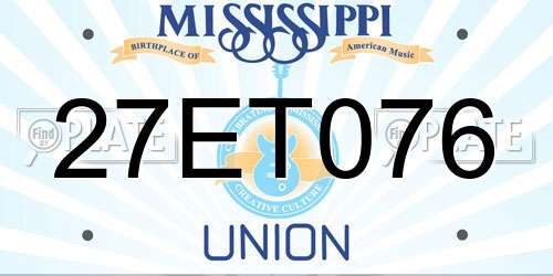 27ET076 Mississippi License Plate