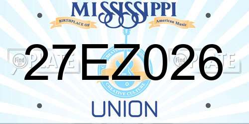 27EZ026 Mississippi License Plate