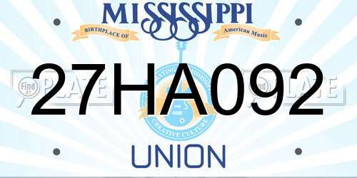 27HA092 Mississippi License Plate