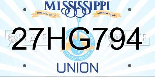 27HG794 Mississippi License Plate