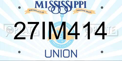 27IM414 Mississippi License Plate