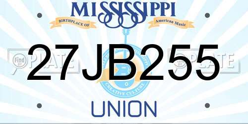 27JB255 Mississippi License Plate