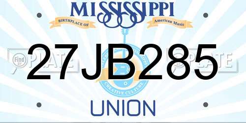 27JB285 Mississippi License Plate