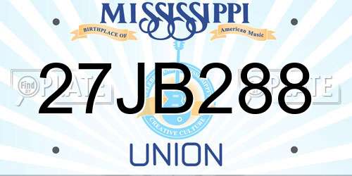 27JB288 Mississippi License Plate