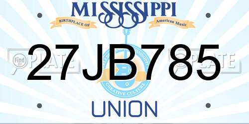 27JB785 Mississippi License Plate