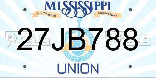 27JB788 Mississippi License Plate