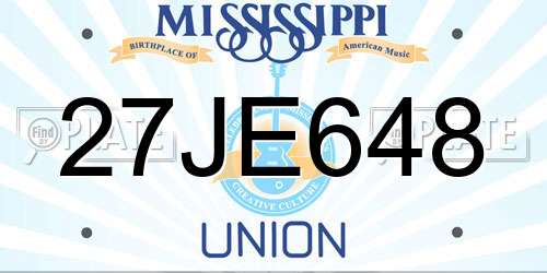 27JE648 Mississippi License Plate