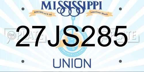 27JS285 Mississippi License Plate