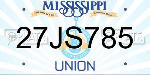 27JS785 Mississippi License Plate