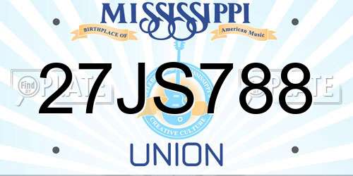 27JS788 Mississippi License Plate