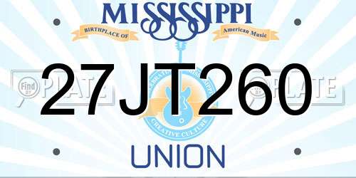 27JT260 Mississippi License Plate