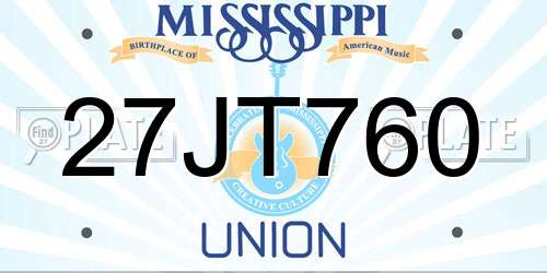 27JT760 Mississippi License Plate