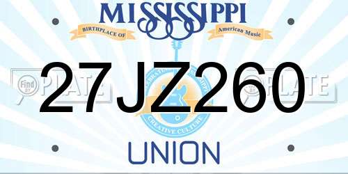 27JZ260 Mississippi License Plate