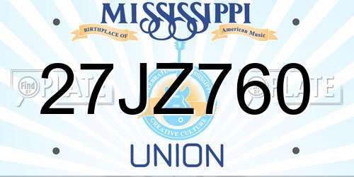 27JZ760 Mississippi License Plate
