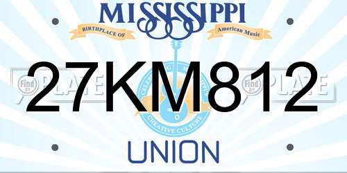 27KM812 Mississippi License Plate
