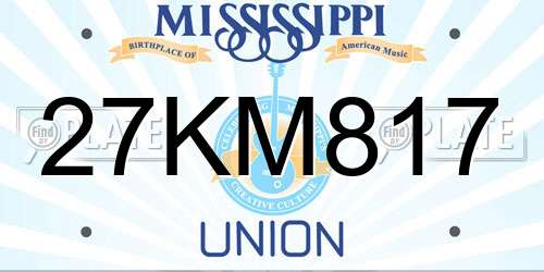27KM817 Mississippi License Plate