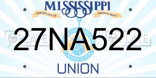 27NA522 Mississippi License Plate