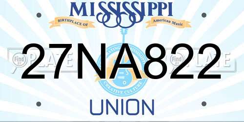 27NA822 Mississippi License Plate