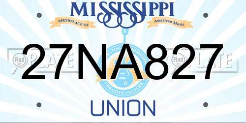 27NA827 Mississippi License Plate
