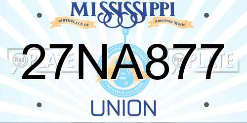 27NA877 Mississippi License Plate