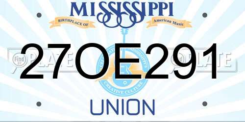 27OE291 Mississippi License Plate
