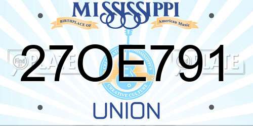 27OE791 Mississippi License Plate