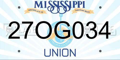 27OG034 Mississippi License Plate