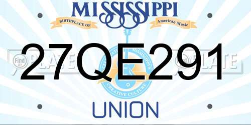 27QE291 Mississippi License Plate