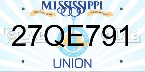 27QE791 Mississippi License Plate