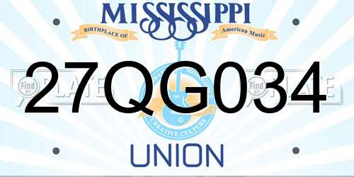 27QG034 Mississippi License Plate