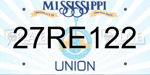 27RE122 Mississippi License Plate