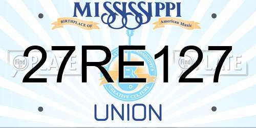 27RE127 Mississippi License Plate