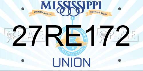 27RE172 Mississippi License Plate