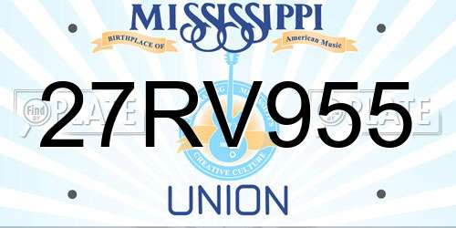 27RV955 Mississippi License Plate