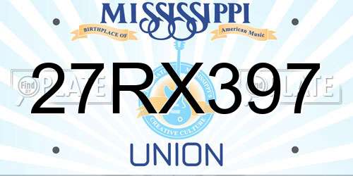 27RX397 Mississippi License Plate