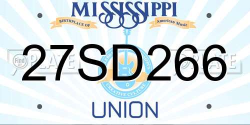 27SD266 Mississippi License Plate